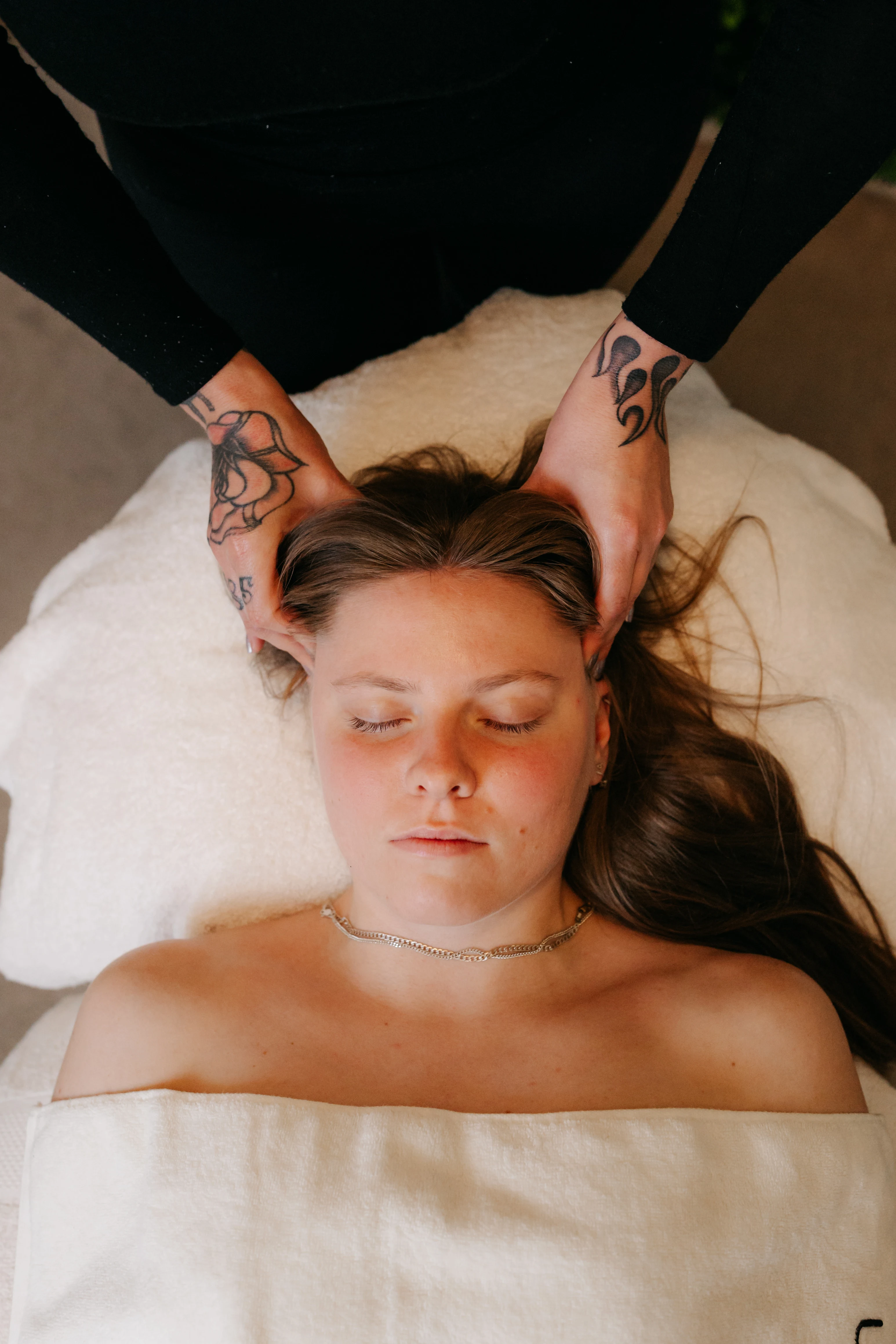 A calming scalp massage in Kate's private Lake Macquarie studio.
